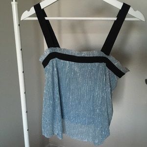 Maje Sparkly Blue Cropped Tank